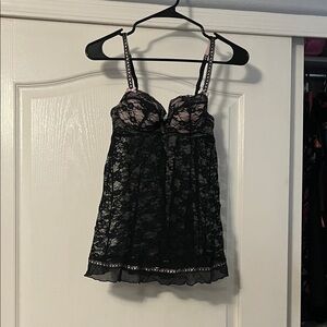 Jezebel Black and Pink Lace Chemise